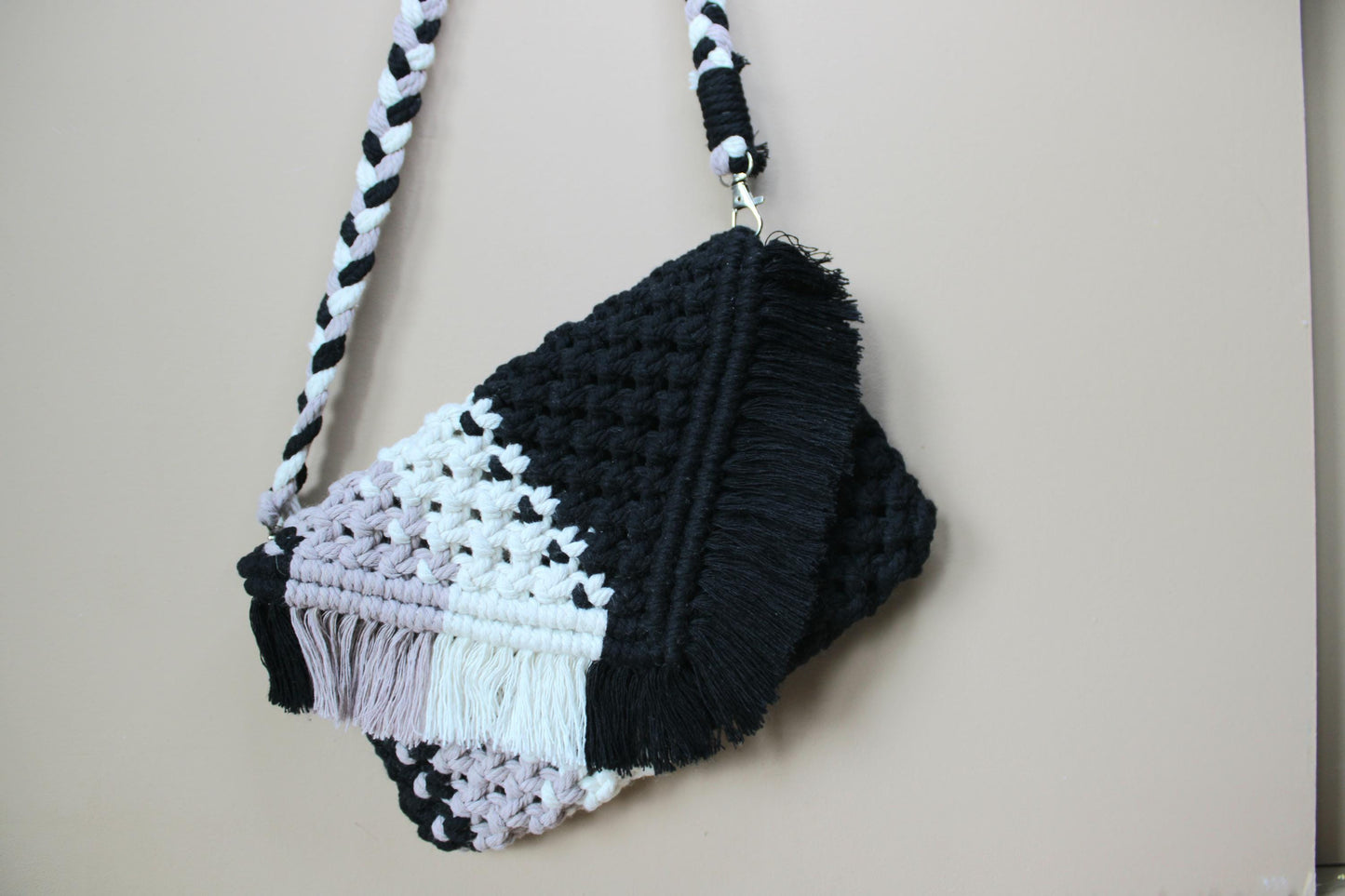 Macrame cross shoulder bag body boho bag cotton cord weaving bag summer bag beach bag tote bag top handle bag macrame phone purse