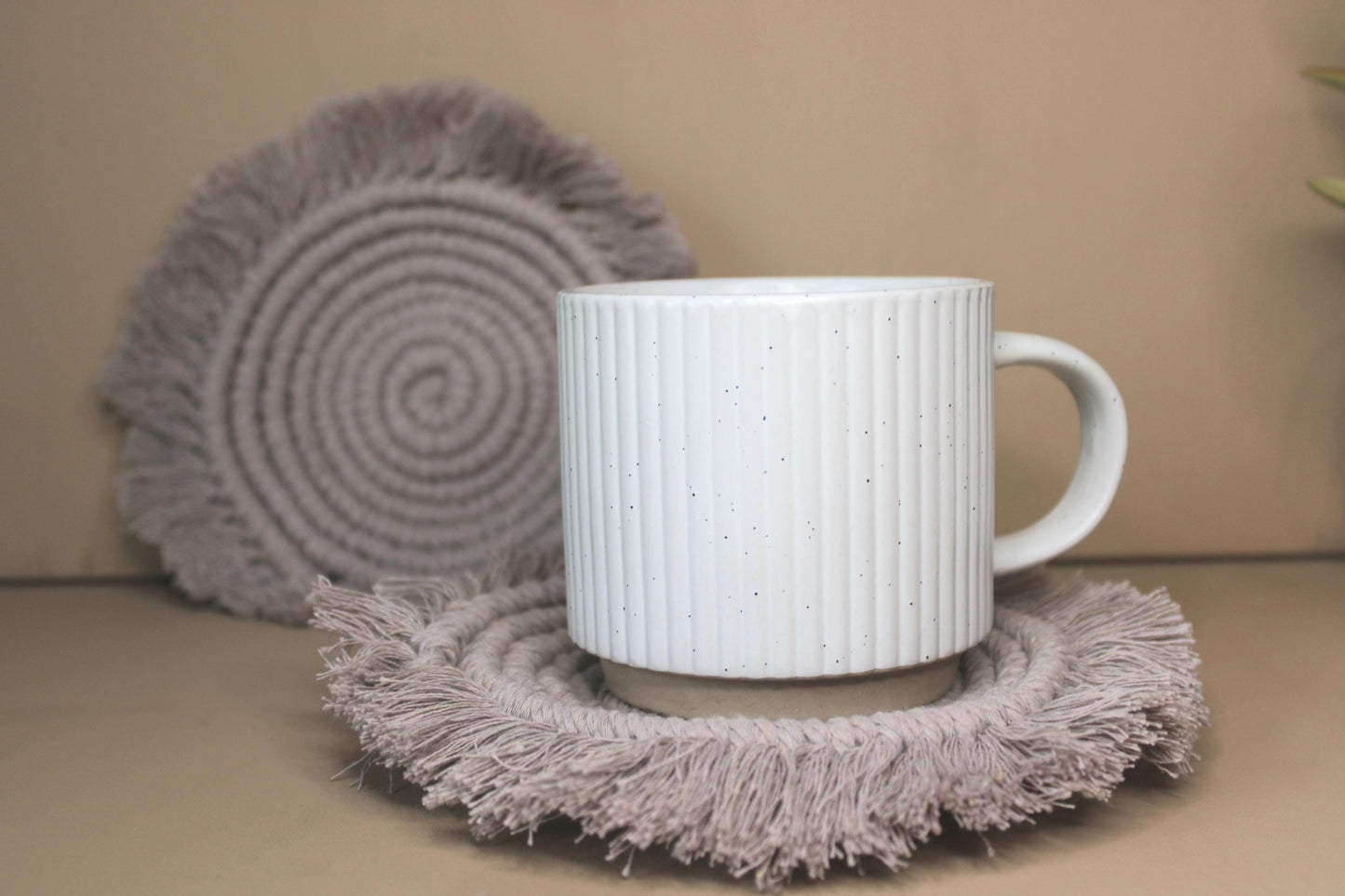 Handmade Coaster set of 2, Macrame Coasters, table decor, housewarming gift, gift for her,boho kitchen, Round Coaster