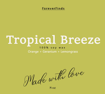 Summer candle,  Scented Candle, Gift for loved Once, Gifting candle, Gift hor Her, Tropical Breeze Candle, vibrant Candle, Spring Candle