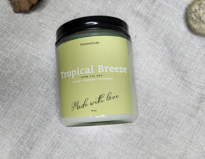 Summer candle,  Scented Candle, Gift for loved Once, Gifting candle, Gift hor Her, Tropical Breeze Candle, vibrant Candle, Spring Candle