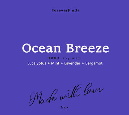 Summer candle, Gift hor Her, Scented Candle,  Gifting candle, Ocean Breeze Candle, Refreshing Candle, Spring Candle, Gift for loved Once