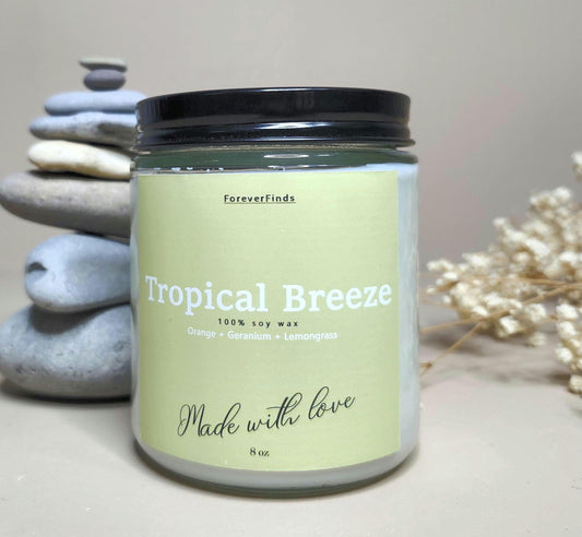 Summer candle,  Scented Candle, Gift for loved Once, Gifting candle, Gift hor Her, Tropical Breeze Candle, vibrant Candle, Spring Candle