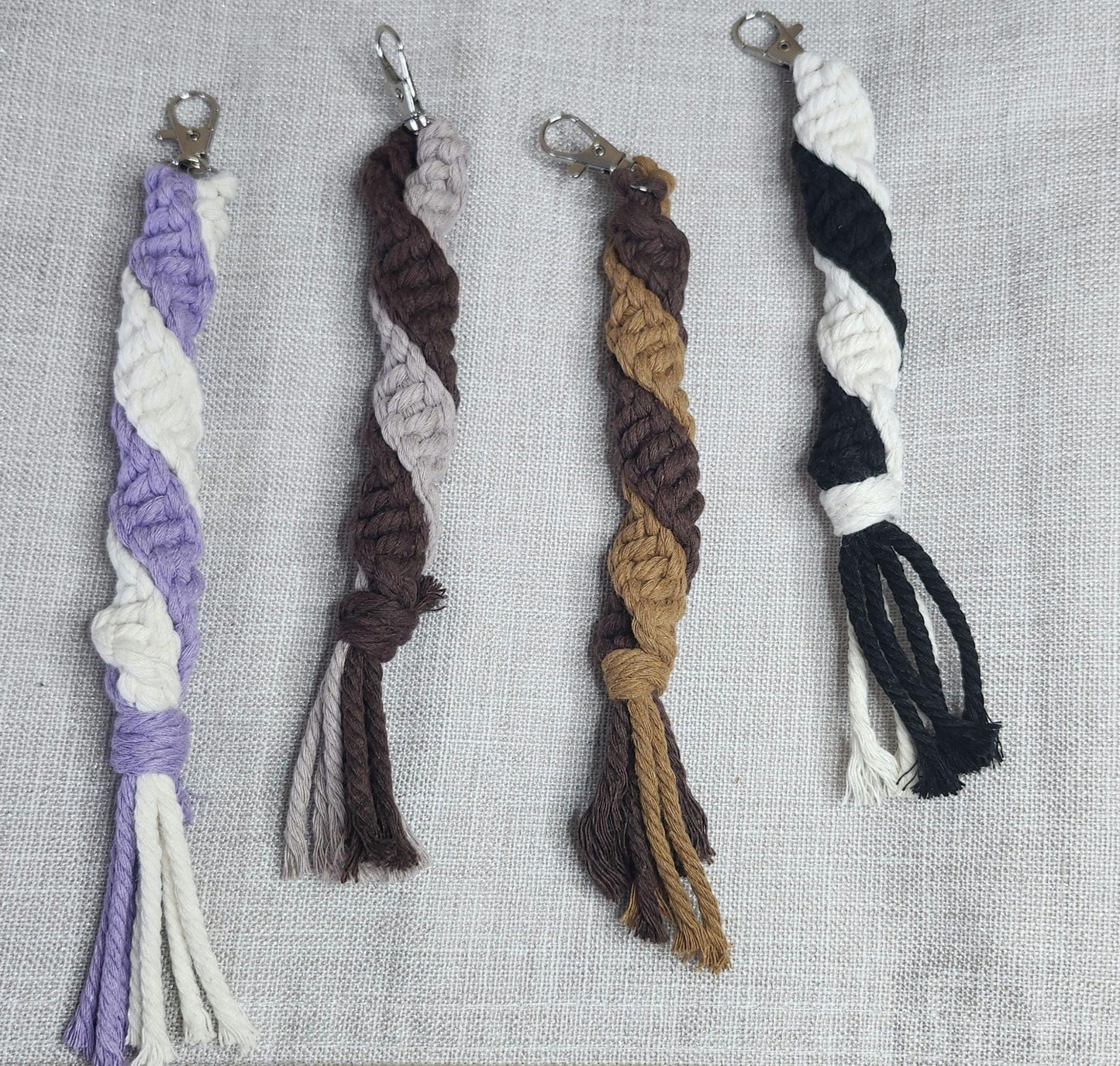 Macrame keychain, macrame charm,macrame spiral twist keychain,keychain,macrame bag charm,boho keychain