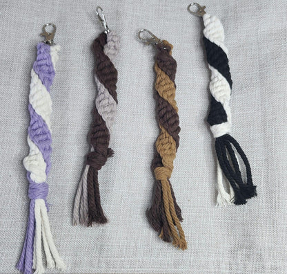 Macrame keychain, macrame charm,macrame spiral twist keychain,keychain,macrame bag charm,boho keychain