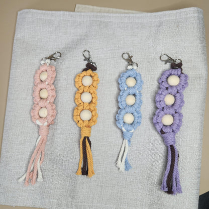 Macrame keychain, macrame charm,macrame flower keychain, flower keychain,macrame bag charm,boho keychain