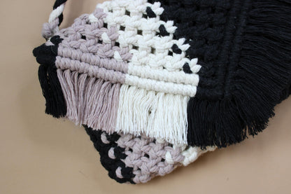 Macrame cross shoulder bag body boho bag cotton cord weaving bag summer bag beach bag tote bag top handle bag macrame phone purse