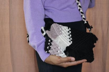 Macrame cross shoulder bag body boho bag cotton cord weaving bag summer bag beach bag tote bag top handle bag macrame phone purse