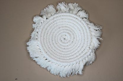 Handmade Coaster set of 2, Macrame Coasters, table decor, housewarming gift, gift for her,boho kitchen, Round Coaster
