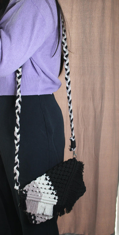 Macrame cross shoulder bag body boho bag cotton cord weaving bag summer bag beach bag tote bag top handle bag macrame phone purse