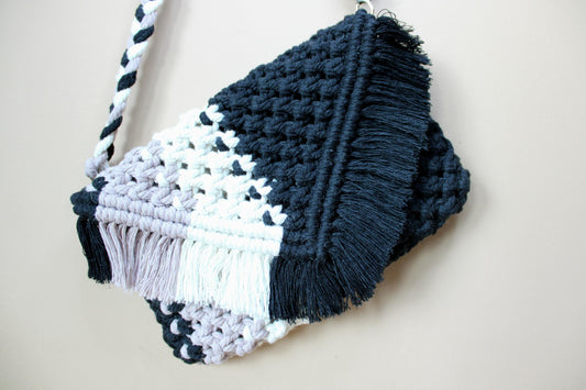 Macrame cross shoulder bag body boho bag cotton cord weaving bag summer bag beach bag tote bag top handle bag macrame phone purse
