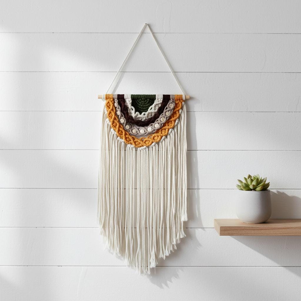 Handmade Boho Macrame Fringe Wall Hanging