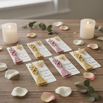 Personalized Macrame Keychain Wedding Favors
