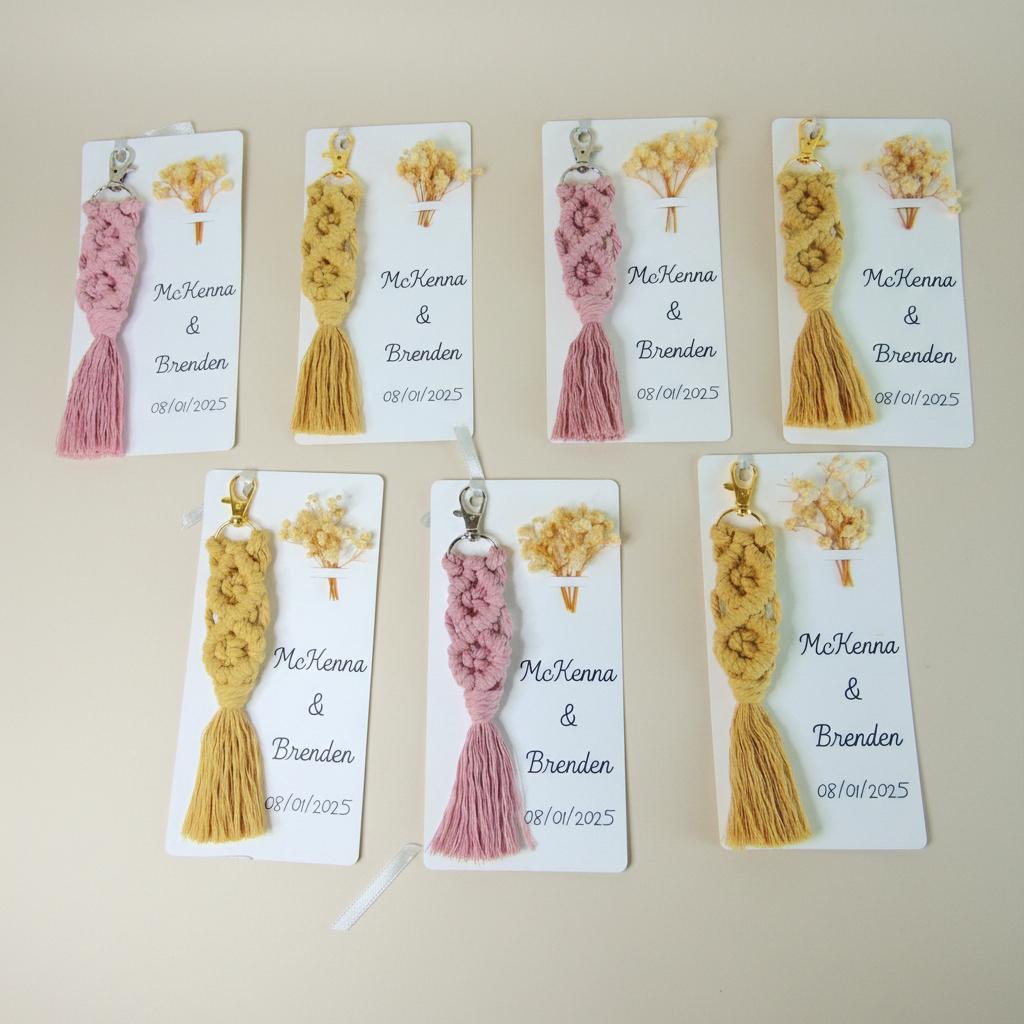 Personalized Macrame Keychain Wedding Favors