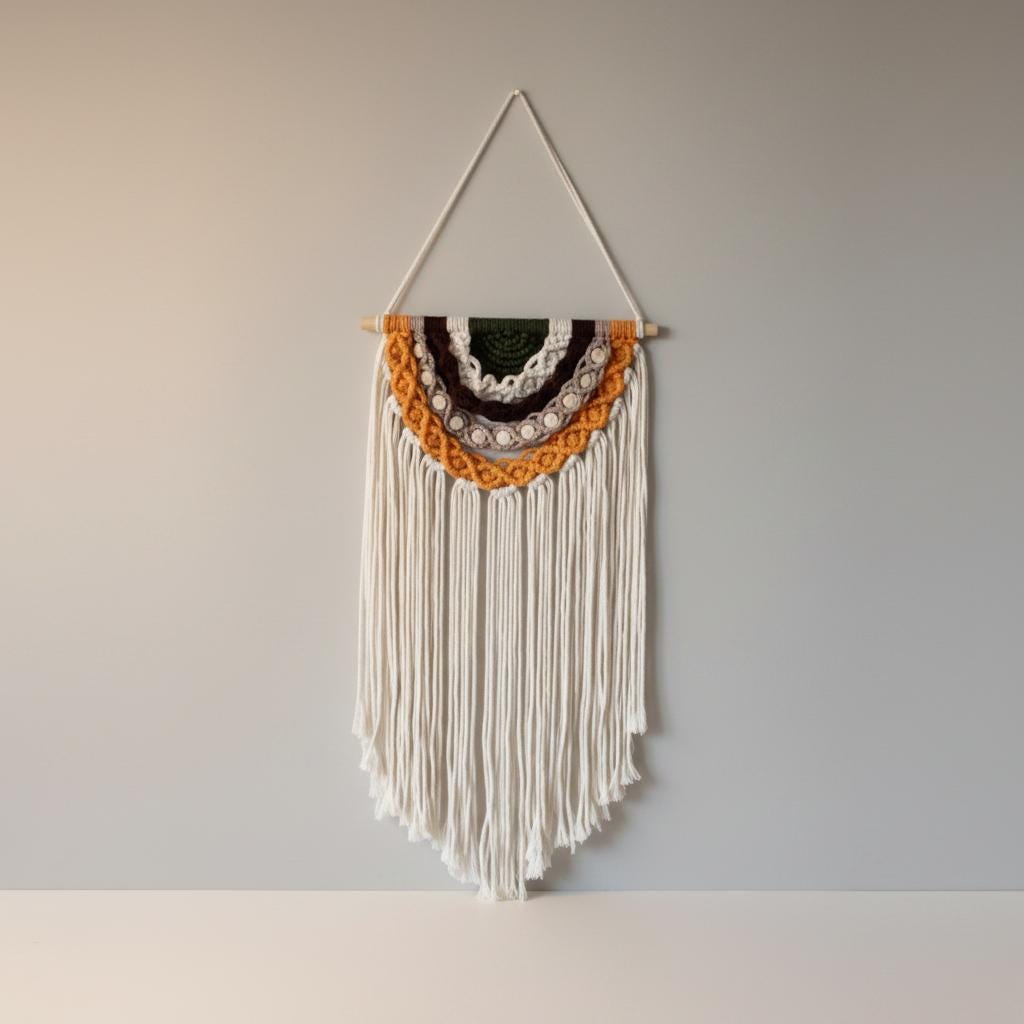 Handmade Boho Macrame Fringe Wall Hanging