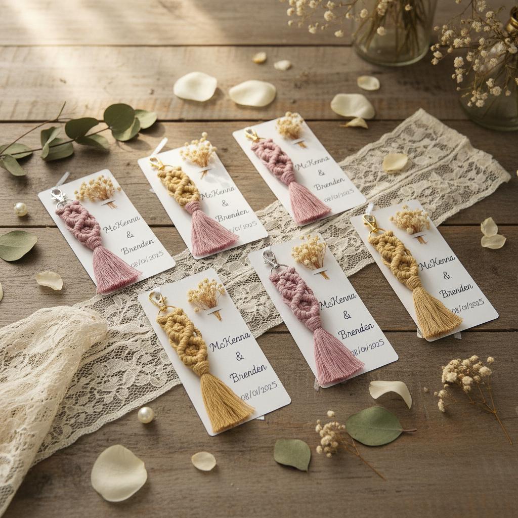 Personalized Macrame Keychain Wedding Favors
