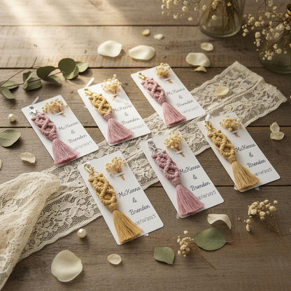 Personalized Macrame Keychain Wedding Favors